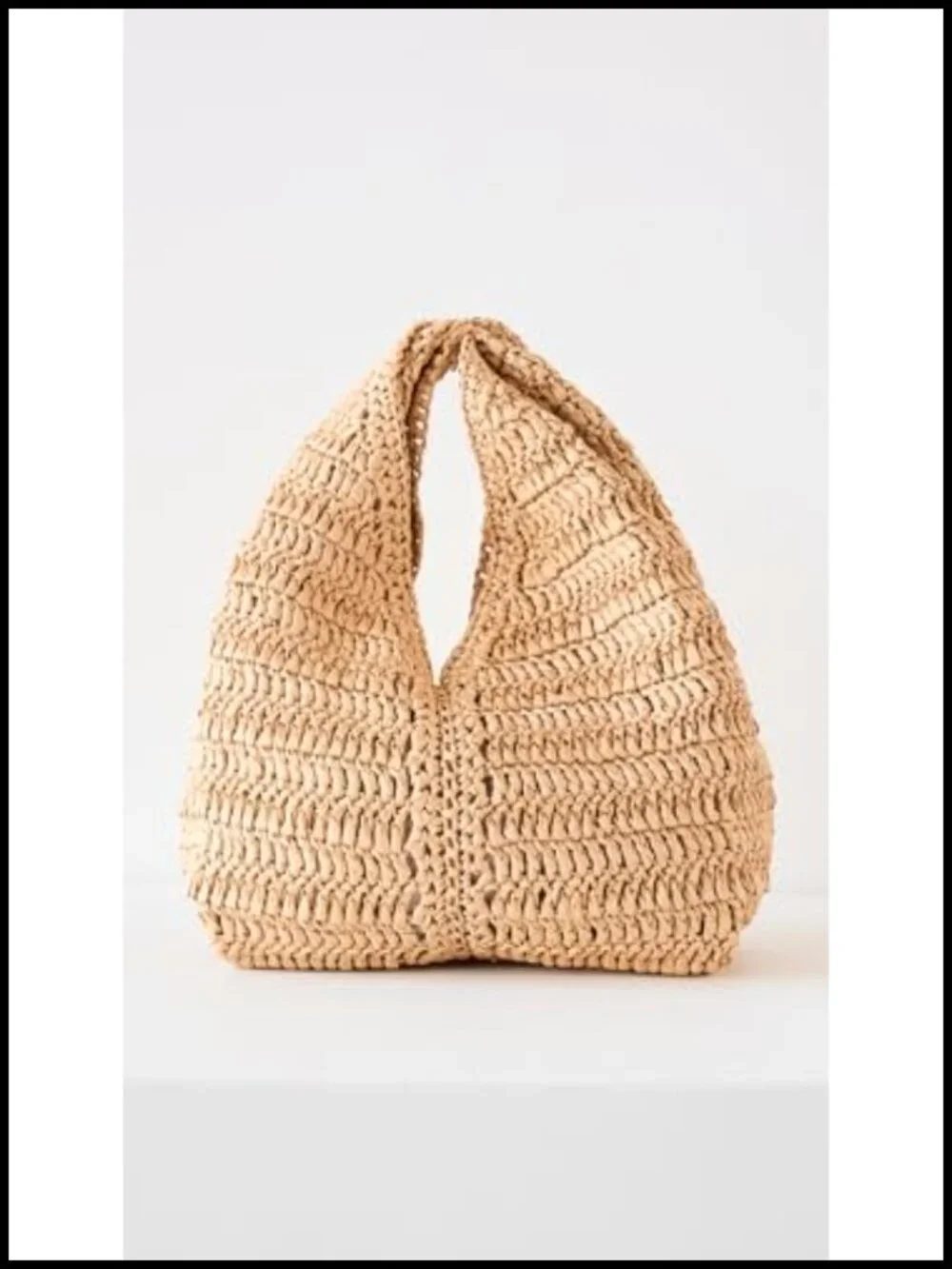 Women's Raffia Hobo Bag with Twisted Handle, Open Top